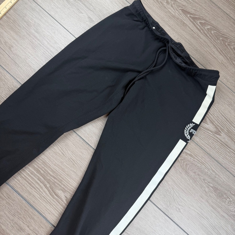 PINK Victoria's Secret Women Joggers Side Stripe Logo Black Large